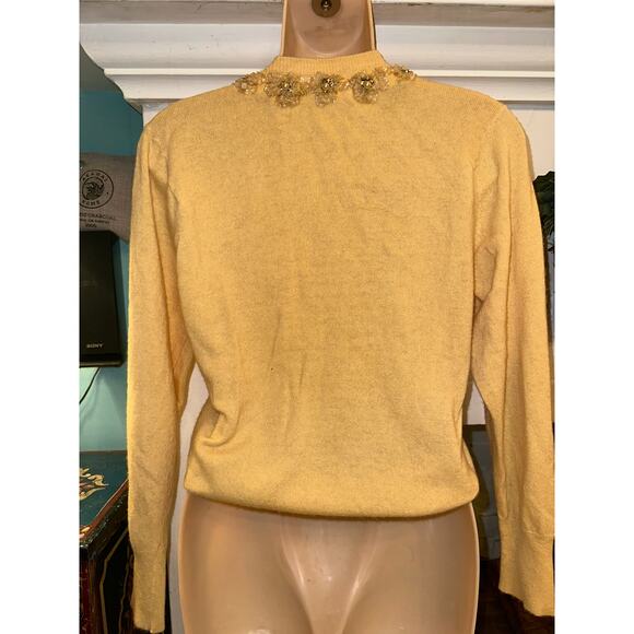 VINTAGE 50's 60's BEADED CASHMERE CARDIGAN SWEATER - Picture 2 of 8